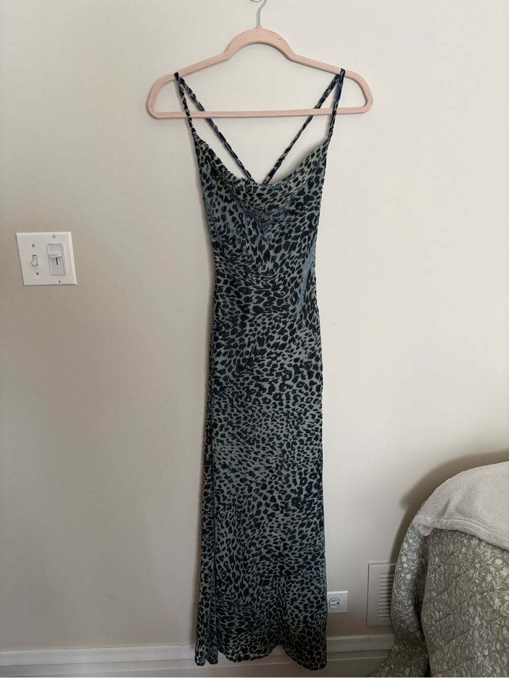 Nasty Gal Green Leopard-Print Slip Maxi Dress